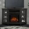 Lynette Corner Electric Fireplace TV Stand In Grey
