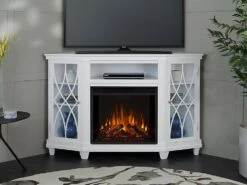 Lynette Corner Electric Fireplace TV Stand In White