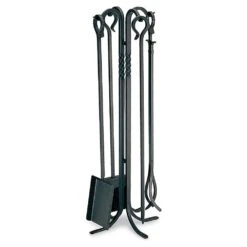 Pilgrim 5 Piece Tall Lodge Matte Black Fireplace Tool Set - 39-in H