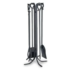 Pilgrim 5 Piece Forged Large Hearth Matte Black Fireplace Tool Set - 33-inH