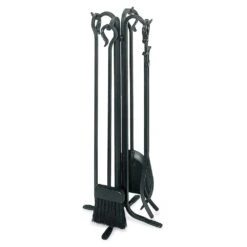 Pilgrim 5 Piece Forged Hearth Matte Black Fireplace Tool Set 28-inH