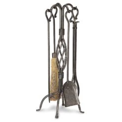 Pilgrim 5 Piece Basket Weave Vintage Iron Fireplace Tool Set - 28-inH