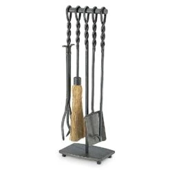 Pilgrim 5 Piece Soldiered Row Vintage Iron Fireplace Tool Set - 31-inH