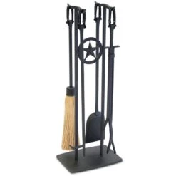 Pilgrim 5 Piece Western Star Black Fireplace Tool Set - 28.5-in H