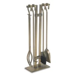Pilgrim 5 Piece Sinclair Burnished Brass Fireplace Tool Set - 29-inH