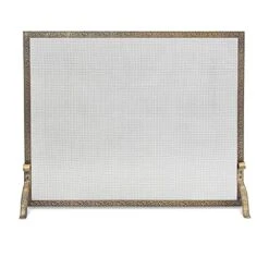 Pilgrim Bay Branch Embossed Single Panel Screen, Brass