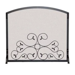 Pilgrim Applique ScrollFireplace Screen, Matte Black