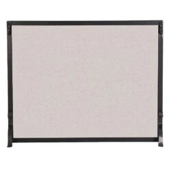 Pilgrim Single Panel 39-in Forged Iron Fireplace Screen In Matte Black