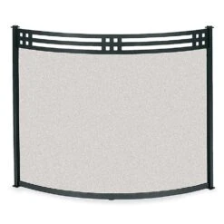 Pilgrim Single Panel Bowed Portfolio Fireplace Screen Matte Black 44-inW