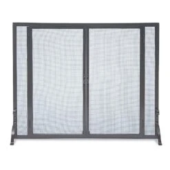 Pilgrim Full Height 39-in Door Fireplace Screen In Matte Black