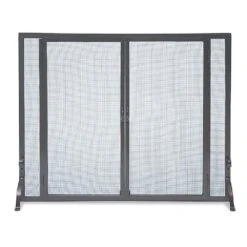 Pilgrim Full Height 44-in Door Fireplace Screen In Matte Black