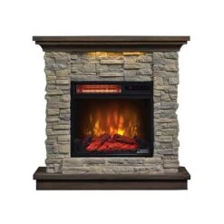 Austin Infrared Electric Fireplace Mantel Package In Stone - 18WM30048-16001 -electric fireplace Store 18WM30048 16001 Straight Silo