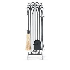 Pilgrim 5 Piece Country Scroll Fireplace Tool Set, Black