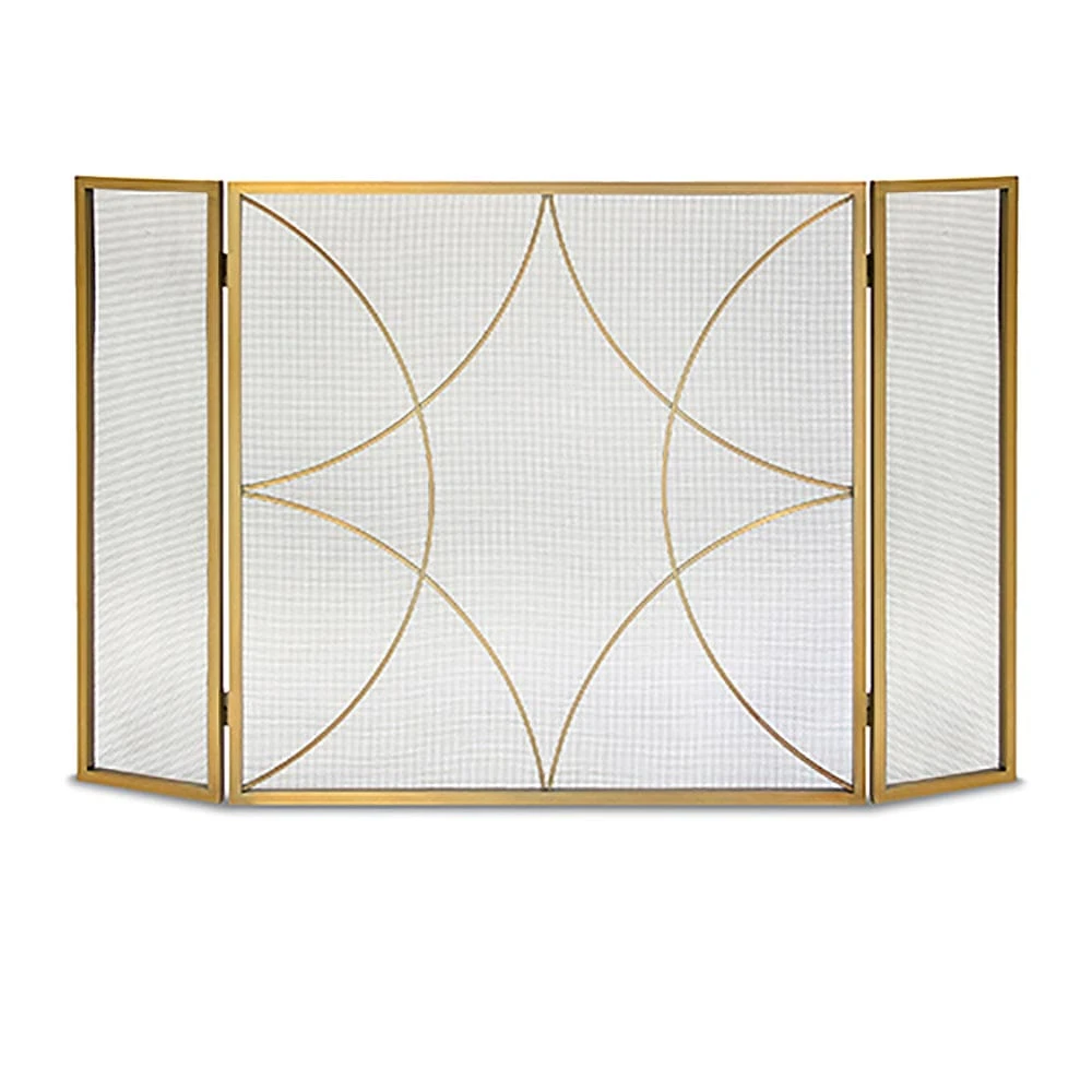 Pilgrim Forged Diamond 3-Panel Screen, Burnished Brass 1 Pilgrim Forged Diamond 3-Panel Screen, Burnished Brass