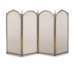 Pilgrim Belvedere 4-Panel Folding Screen, Antique Brass