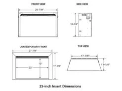 SimpliFire 25-In Electric Fireplace Insert -electric fireplace Store 25 inch Dim Diagram