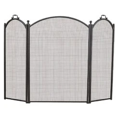3 Fold Arched Black Fireplace Screen 1383-34