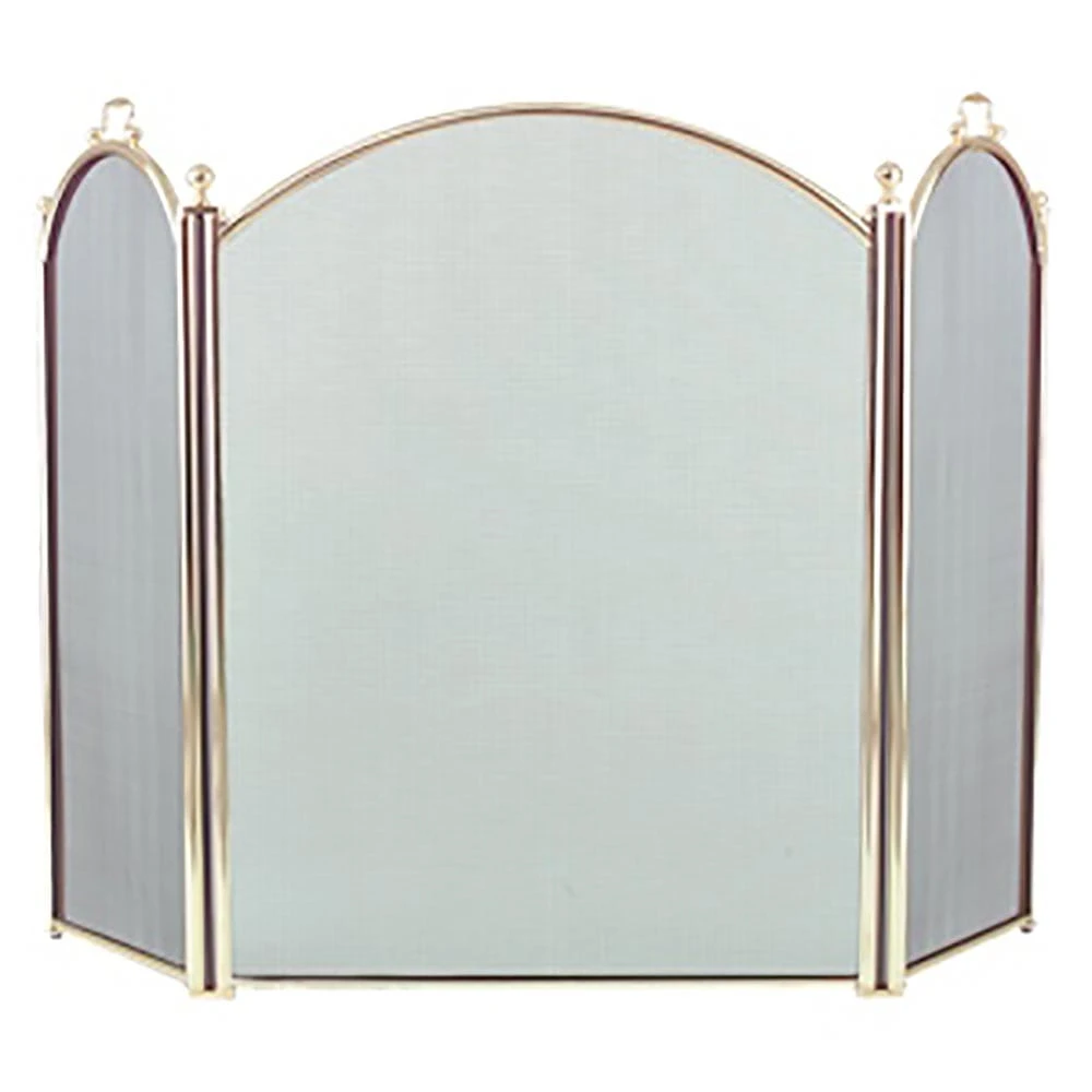 3 Fold Arched Polished Brass Fireplace Screen 2383-34 1 3 Fold Arched Polished Brass Fireplace Screen 2383-34