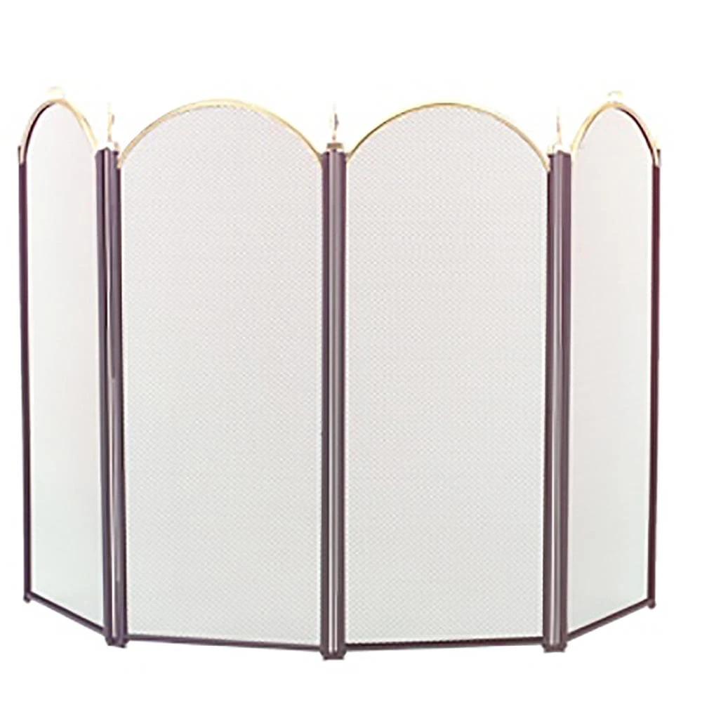 4 Fold Arched Polished Brass & Black Fireplace Screen 2083-9 1 4 Fold Arched Polished Brass & Black Fireplace Screen 2083-9