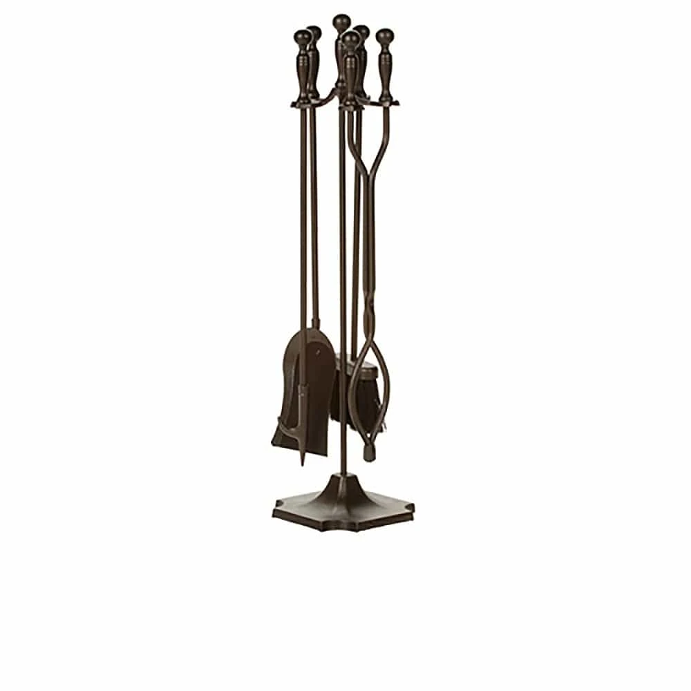5 Piece Bronze Fireplace Tool Set - 30.5-in H 1 5 Piece Bronze Fireplace Tool Set - 30.5-in H