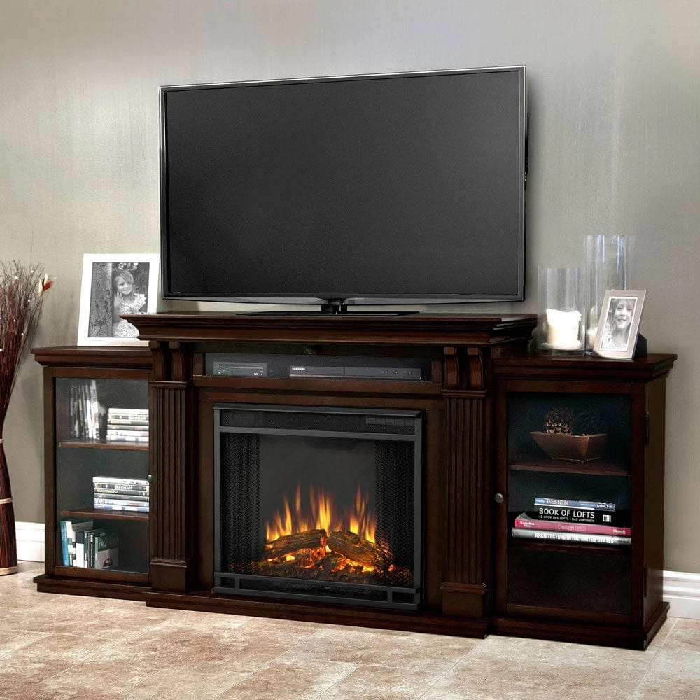 Calie Electric Fireplace TV Stand In Dark Walnut 1 Calie Electric Fireplace TV Stand In Dark Walnut