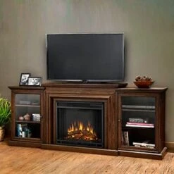 Frederick Electric Fireplace TV Stand In Chestnut Oak
