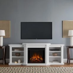 Valmont Electric Fireplace TV Stand In White