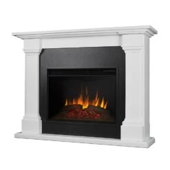 Callaway Grand Infrared Electric Fireplace Mantel Package In White - 8011E-W