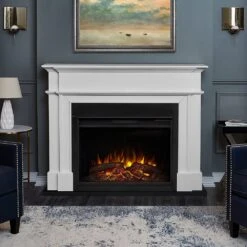 Harlan Grand Infrared Electric Fireplace Mantel Package In White