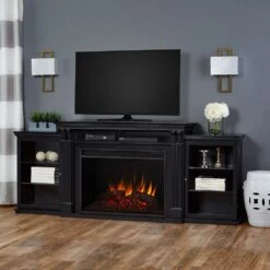 Tracey Grand Infrared Electric Fireplace TV Stand In Black