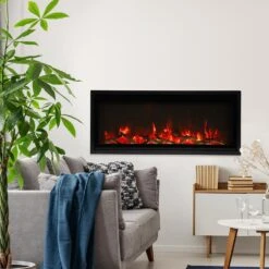 Amantii 42-in Symmetry XtraSlim Smart WiFi Linear Electric Fireplace -electric fireplace Store Amantii Symmetry XtraSlim SYM SLIM 42 Lifestyle 1