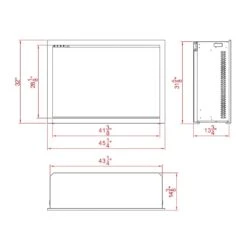 Amantii 44-in Traditional Bespoke Smart Built-In Electric Fireplace -electric fireplace Store Amantii TRD 44 BESPOKE SERIES Dimensions