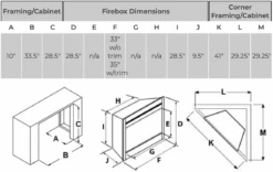 Dimplex 33-In LED In Wall Electric Fireplace -electric fireplace Store BFSL33 framing dims