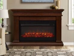 Beau Infrared Electric Fireplace Mantel Package In Dark Walnut - 8080E -DW