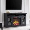 Brady Electric Fireplace TV Stand In Rustic Black -electric fireplace Store Brady Electric Fireplace Lifestyle Close Crop
