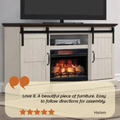 Hogan 66-in Farmhouse Fireplace TV Stand In Weathered White -electric fireplace Store ClassicFlame Hogan Lifestyle Customer Quote Review