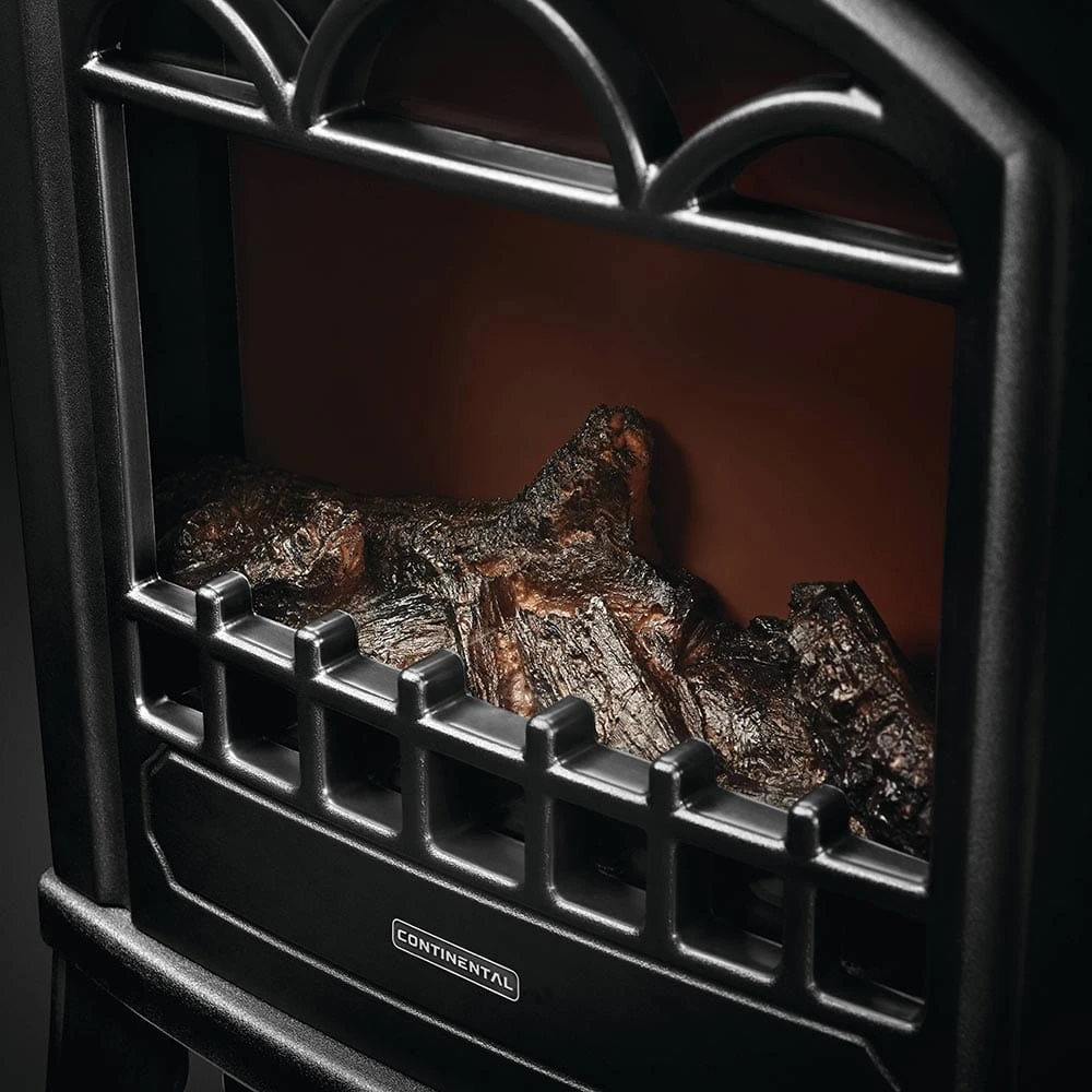 Continental Black Electric Fireplace Stove Heater 6 Continental Black Electric Fireplace Stove Heater - Image 6