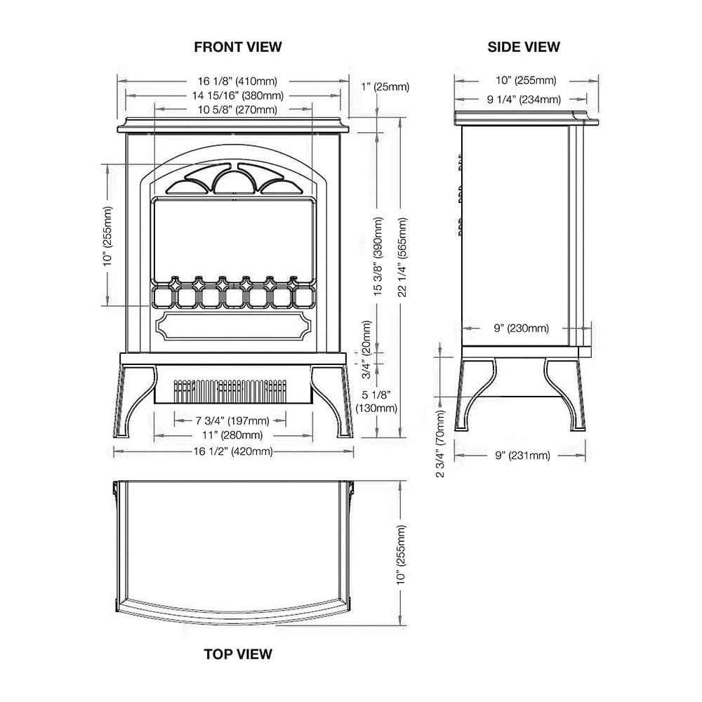 Continental Black Electric Fireplace Stove Heater 12 Continental Black Electric Fireplace Stove Heater - Image 12