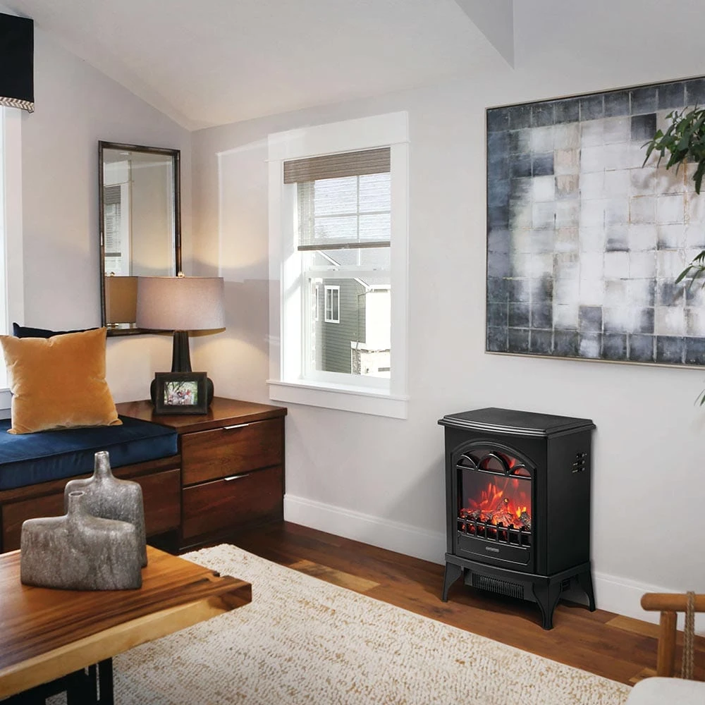 Continental Black Electric Fireplace Stove Heater 2 Continental Black Electric Fireplace Stove Heater - Image 2