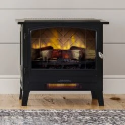 Country Living Black Infrared Electric Fireplace Stove Heater