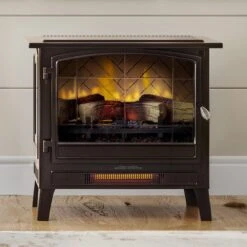 Country Living Bronze Infrared Electric Fireplace Stove Heater