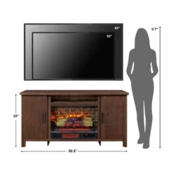 Brinley 60-in Rustic Brown Electric Fireplace TV Stand -electric fireplace Store Country Living Brinley Size Person TV Reference