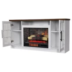 Dalton 57-in White Electric Fireplace TV Stand -electric fireplace Store Country Living Dalton 57 White Doors Open Silo Angled Eye Level 2b90e2c5 3bd7 43ae b6a4 0a84d96bc9b6