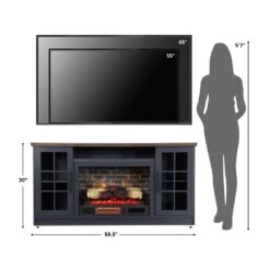 Dalton 60-in Steel Blue Electric Fireplace TV Stand 24 Dalton 60-in Steel Blue Electric Fireplace TV Stand -electric fireplace Store Country Living Dalton 60 Blue Size Person TV Reference