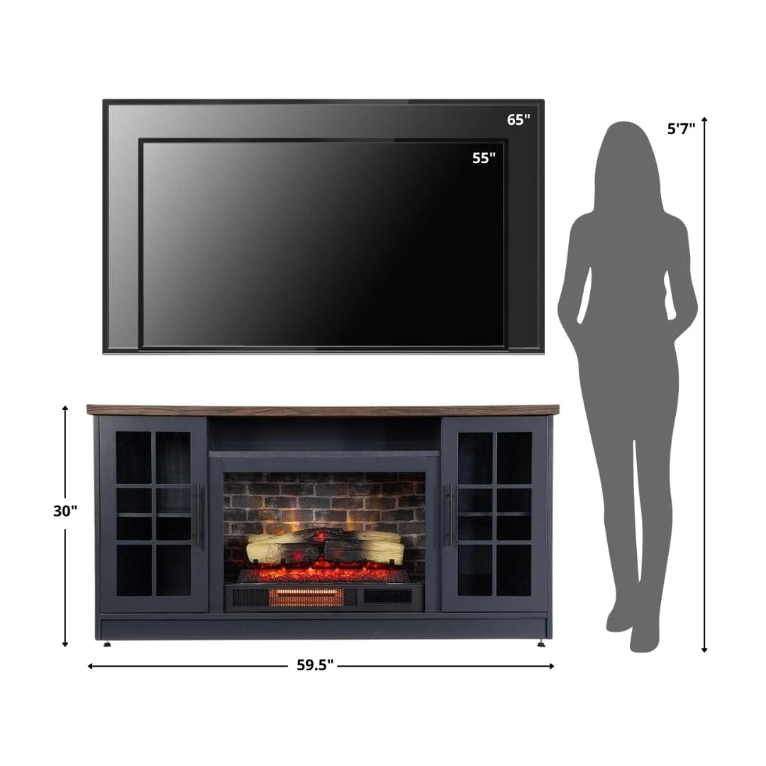 Dalton 60-in Steel Blue Electric Fireplace TV Stand 5 Dalton 60-in Steel Blue Electric Fireplace TV Stand - Image 5