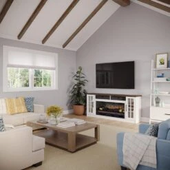 Dalton 72-in White Electric Fireplace TV Stand -electric fireplace Store Country Living Dalton 72 White Lifestyle Angled