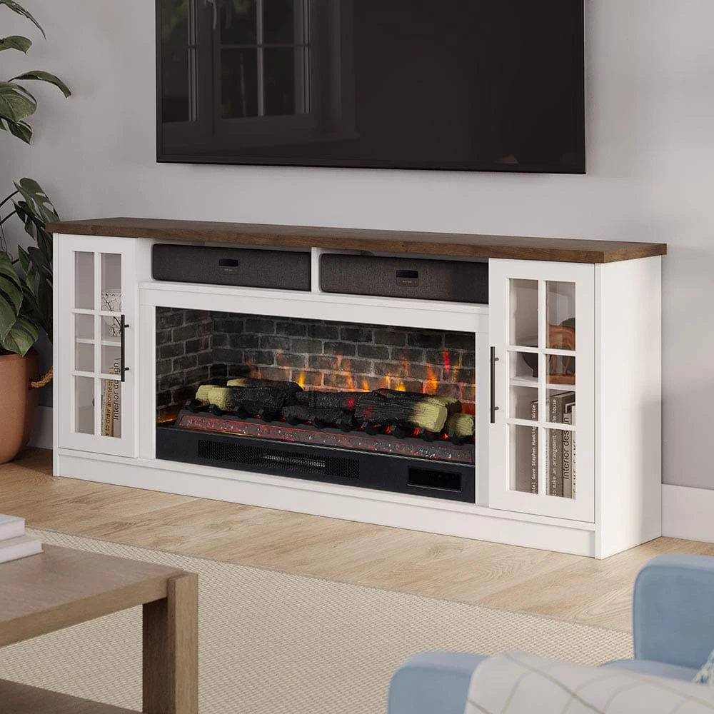 Dalton 72-in White Electric Fireplace TV Stand