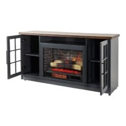 Dalton 60-in Steel Blue Electric Fireplace TV Stand 25 Dalton 60-in Steel Blue Electric Fireplace TV Stand -electric fireplace Store Country Living Dalton Two Tone Media Console CL M 7217 TT Angled Silo 2