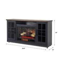 Dalton 60-in Steel Blue Electric Fireplace TV Stand 39 Dalton 60-in Steel Blue Electric Fireplace TV Stand -electric fireplace Store Country Living Dalton Two Tone Media Console CL M 7217 TT Dimensions