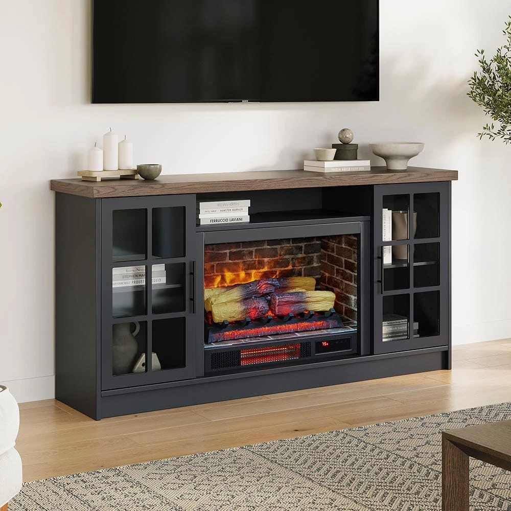 Dalton 60-in Steel Blue Electric Fireplace TV Stand 1 Dalton 60-in Steel Blue Electric Fireplace TV Stand